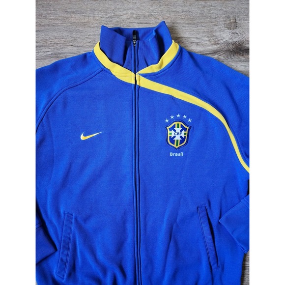 Brazil Nike Track Jacket CBF 2008-09 Blue Yelllow Soccer Football Sz X-Large Y2K - Picture 2 of 11